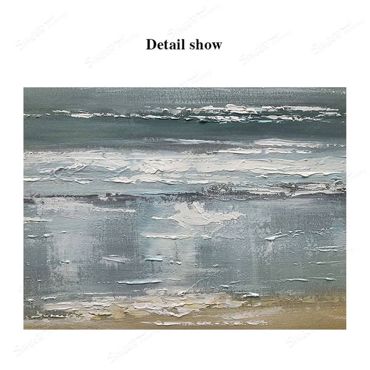 Room Handmade Hallway Coastal Gray Abstract Canvas Artwork 67H0G